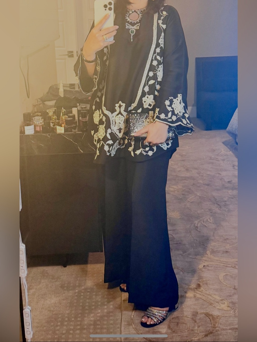 Embroidered Black Women's Cape Jacket